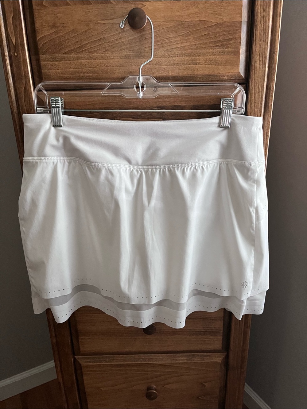 Athleta White Athletic Skort with Subtle Perforated Hem